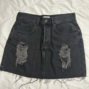 black jean mini skirt